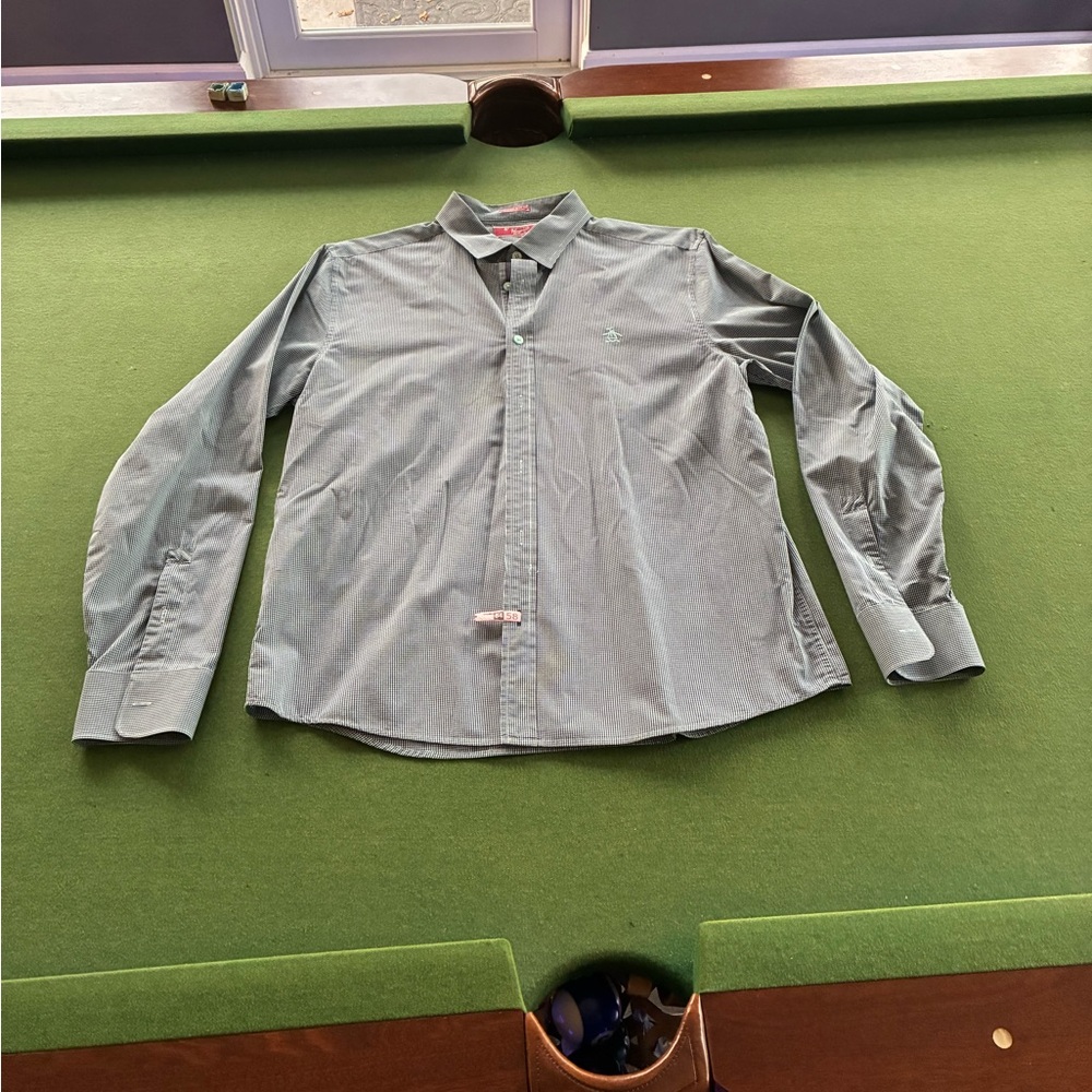 Original Penguin Checkered Heritage Slim Fit Shirt large like new